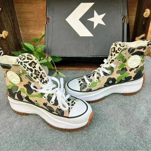 NEW CONVERSE Run Star Hike Chuck Taylor All Stat CUTE Camo & Leppard/cheetah - Picture 16 of 16